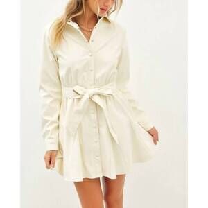 NEW ITEM DITTO andrea pleather button up dress in cream